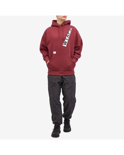 (w)taps Red 30 Printed Pullover Hoodie for men