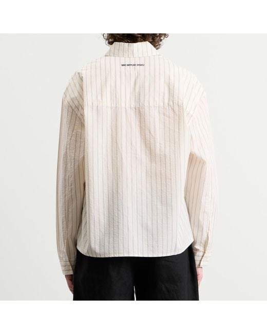 MKI Miyuki-Zoku White Seersucker Stripe Box Dress Shirt for men
