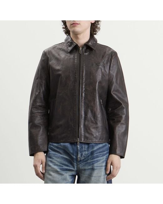 DIESEL Black Leather Jacket for men