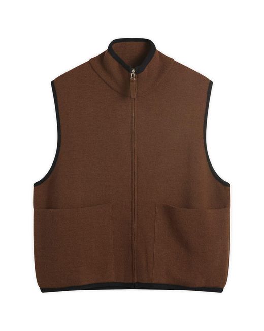 NOTHING WRITTEN Brown Dicky Zip-Up Vest
