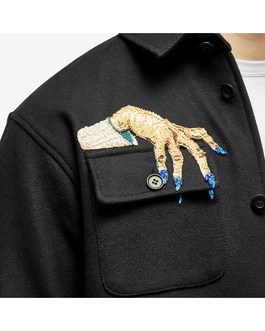 Undercover Black Embroidered Hand Shirt for men