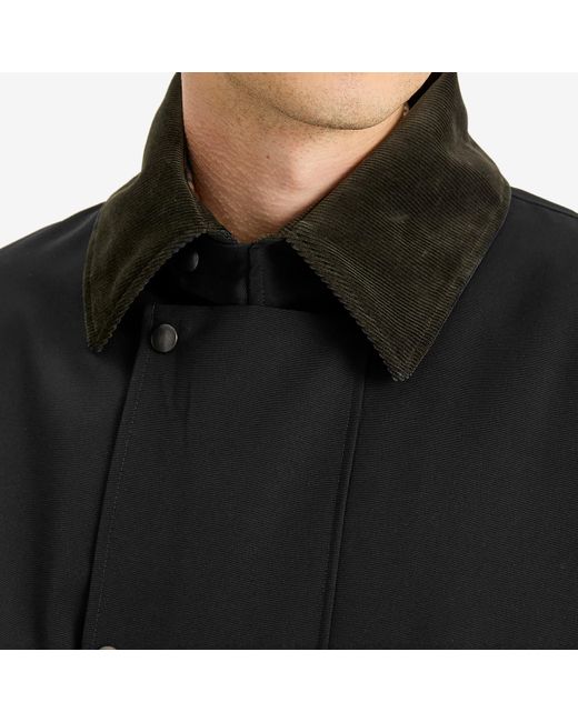 Auralee Black Wool Max Canvas Riding Coat for men