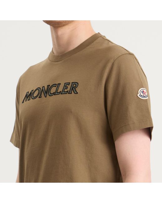 Moncler Brown Flocked Logo T-Shirt for men