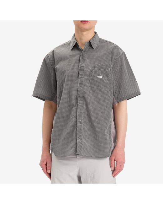 The North Face Gray Fabric Mix Short Sleeve Shirt for men