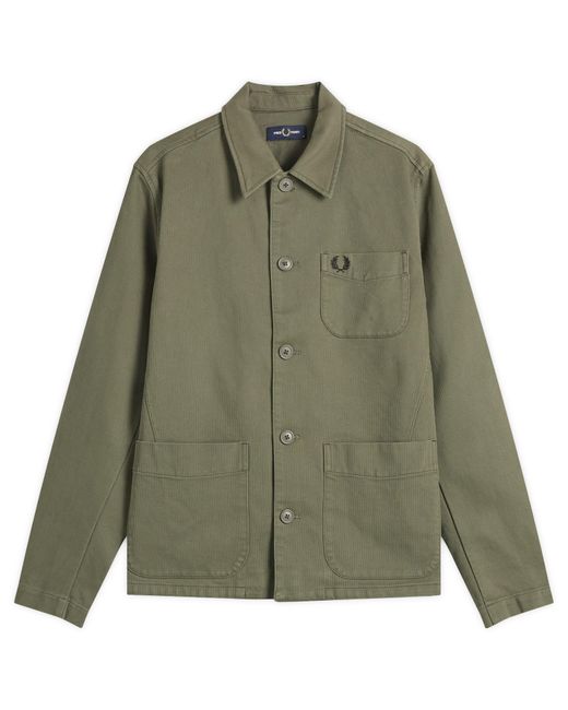 Fred Perry Green Bedford Corduroy Overshirt for men