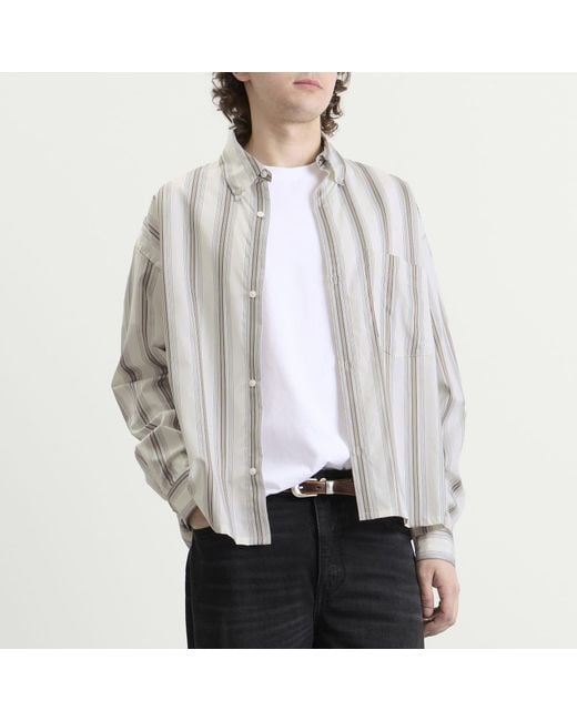 Won Hundred Gray Maza Stripe Shirt for men