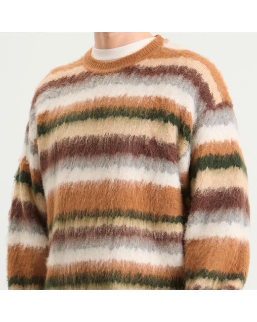 BOUND Brown Alpaca Brushed Stripe Jumper for men