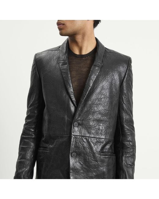 Rick Owens Black Leather Blazer for men
