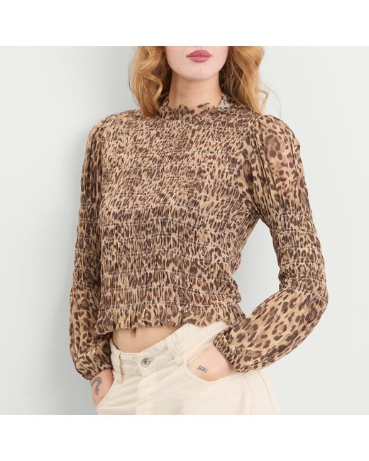 Rixo Brown Gardenia Mila Leopard Top