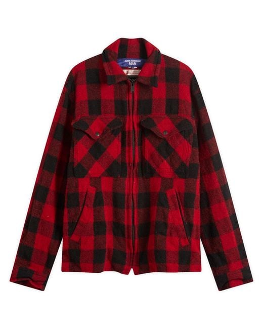 Junya Watanabe Red X Filson Check Zip Overshirt for men