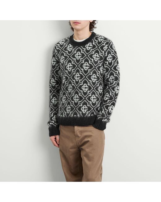Casablanca Black Monogram Mohair Blend Crew Sweatshirt for men