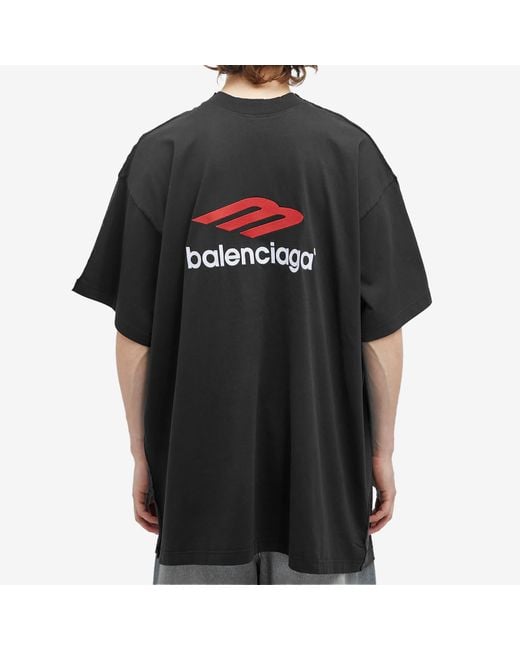 【Balenciaga】DOUBLE T-SHIRT◆835512TSVU9 Men's Balenciaga Back Double T-shirt in Black Faded