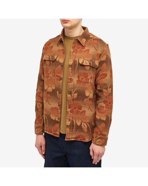 RRL Brown Matlock Floral Overshirt for men