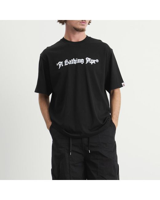 A Bathing Ape Black Gothic Logo T-Shirt for men
