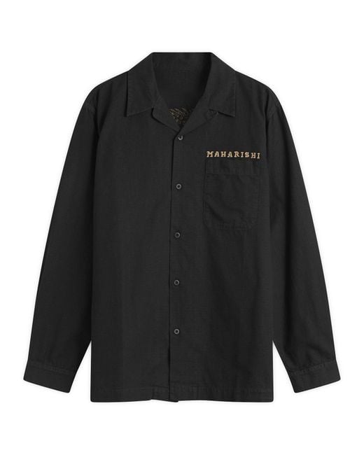 Maharishi Black Polar Bear Chimera Embroidered Ripstop Shirt for men