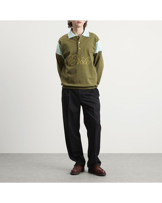 Drole de Monsieur Green Logo Braided Polo Shirt for men