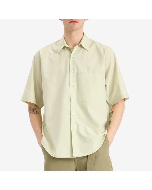 Auralee Natural Washed Finx Twill Big Half Sleeved Shirt for men