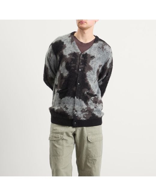 Manastash Gray Blurry Jaquard Cardigan for men