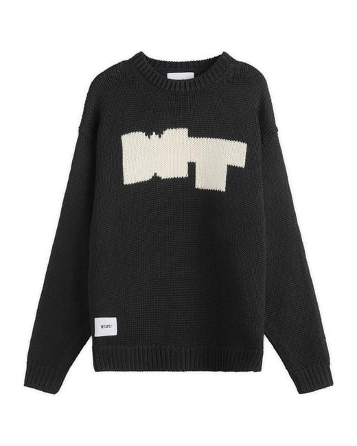 (w)taps Black Intarsia Knit Sweater for men