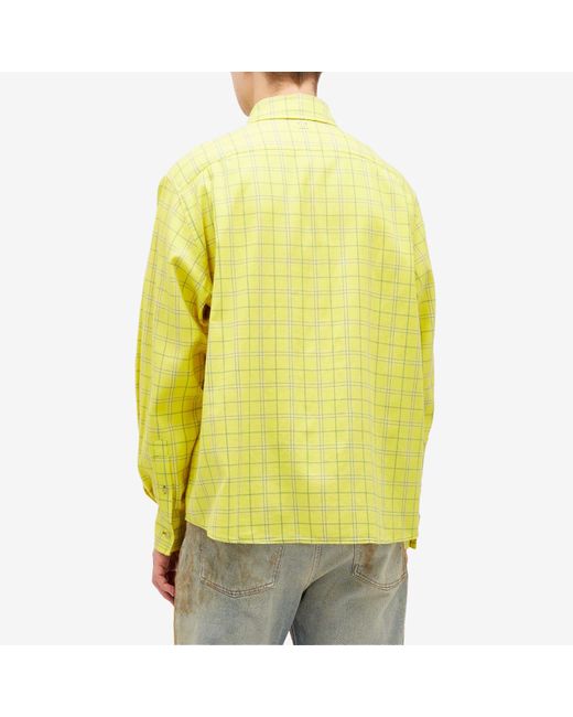 Acne Yellow Sarlie Face Flannel Check Shirt for men