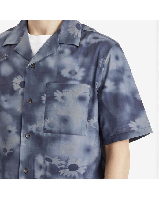Maison Kitsuné Blue Photo Flower Resort Shirt for men