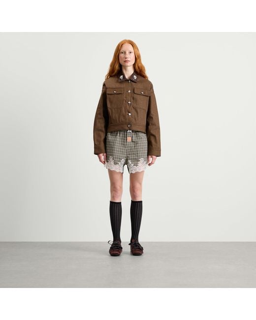 Simone Rocha Brown Cropped Utility Pocket Workwear Jacket