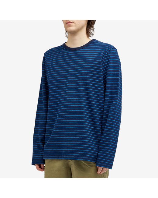 Folk Blue Long Sleeve Striped T-Shirt for men