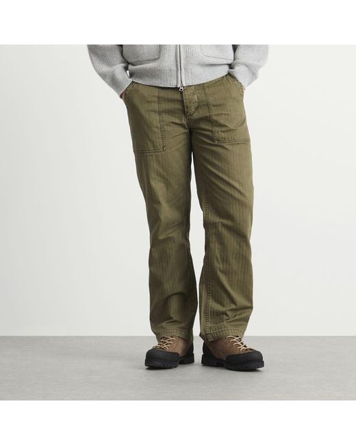 Dubbleware Green Herringbone Fatigue Pants for men