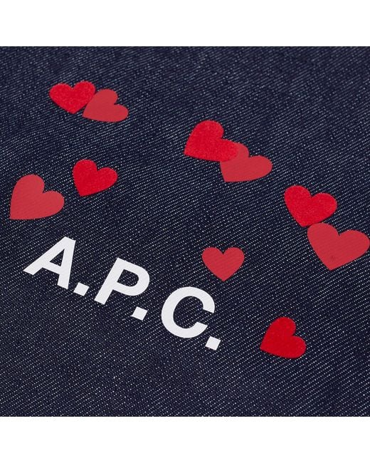 A.P.C. Blue Valentines Logo Mini Tote Bag