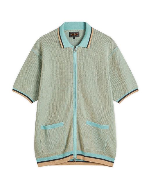 Beams Plus Green Zip Knit Polo for men