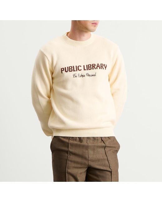 Percival White Public Library Knitted Crew Jumper for men