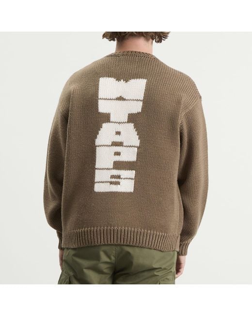 (w)taps Brown Intarsia Knit Sweater for men