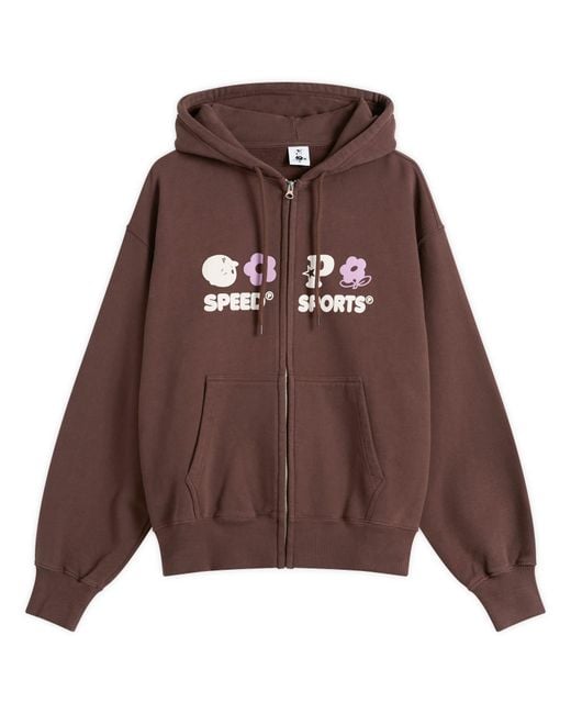 Pawa Speed Sports Brown Multi Monogram Zip Hoodie for men