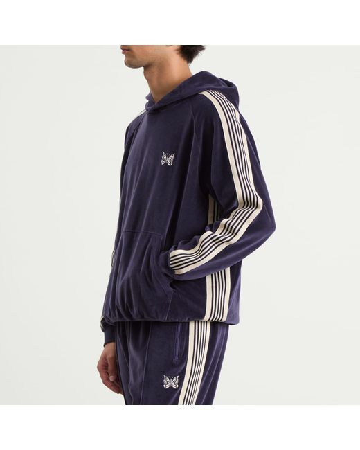 Needles Blue Velour Track Hoodie for men