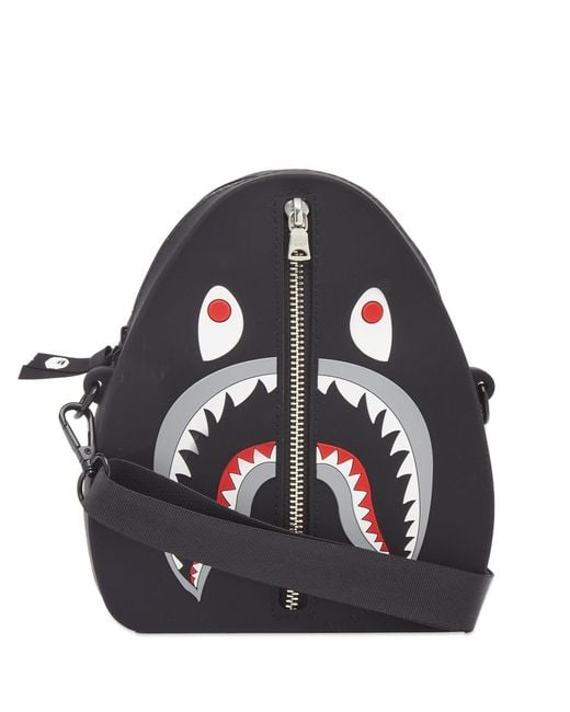 A Bathing Ape Black Bape Shark Silicon Shoulder Bag for men