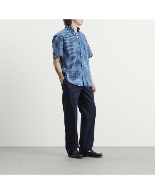 Drole de Monsieur Blue Short Sleeve Check Shirt for men