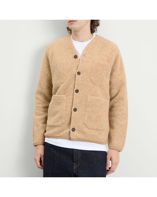 Universal Works Natural Wool Fleece Cardigan for men