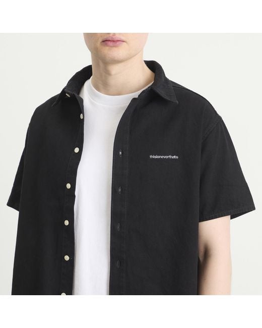 Thisisneverthat Black Washed Denim Short Sleeve Shirt for men