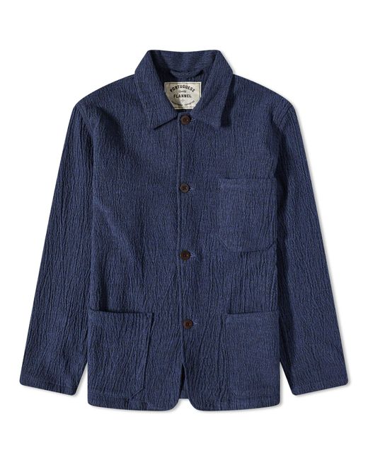 Portuguese Flannel Blue Labura Low Tide Chore Jacket for men