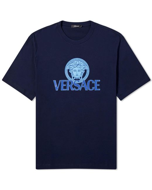 Versace Blue Medusa Print T-Shirt for men