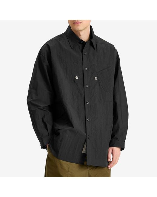 Poliquant Black In-Outside Pockets Oversized Cpo Shirt Jacket for men