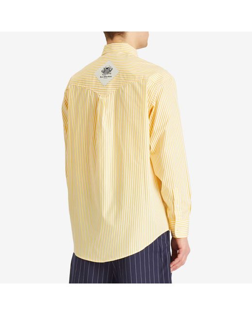 Late Checkout Yellow Striped Western Shirt for men