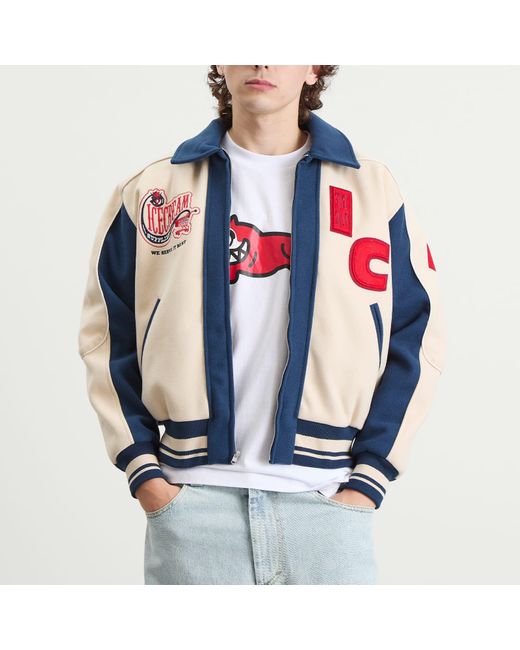 ICECREAM Blue Checkout Varsity Jacket for men