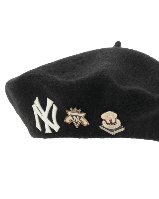 KTZ Black New York Yankees Pin Wool Beret