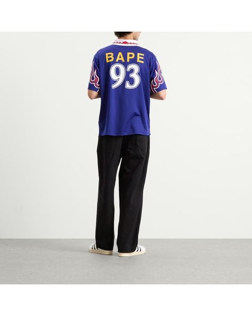 Adidas Blue X A Bathing Ape Football Flame Jersey for men