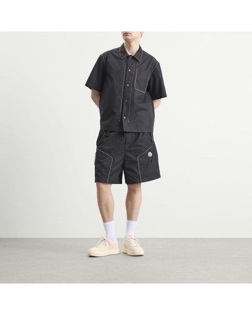 Moncler Black Contrast Stitch Shirt for men