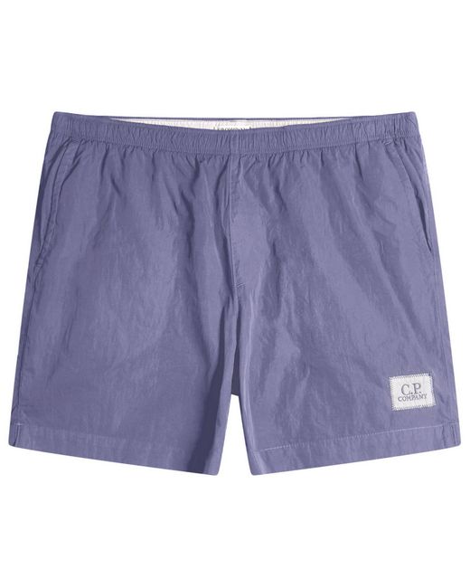 C P Company Blue Chrome-E Logo Swim Shorts for men