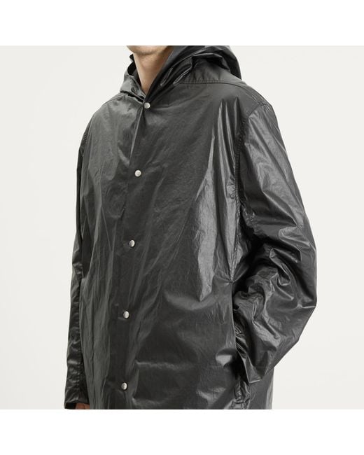 Rick Owens Gray Coated Poplin Cropped Mac for men