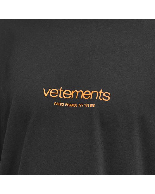 Vetements Black Urban Logo T-Shirt for men