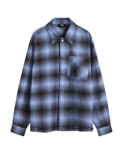 Represent Blue End. X Distressed Flannel Shirt